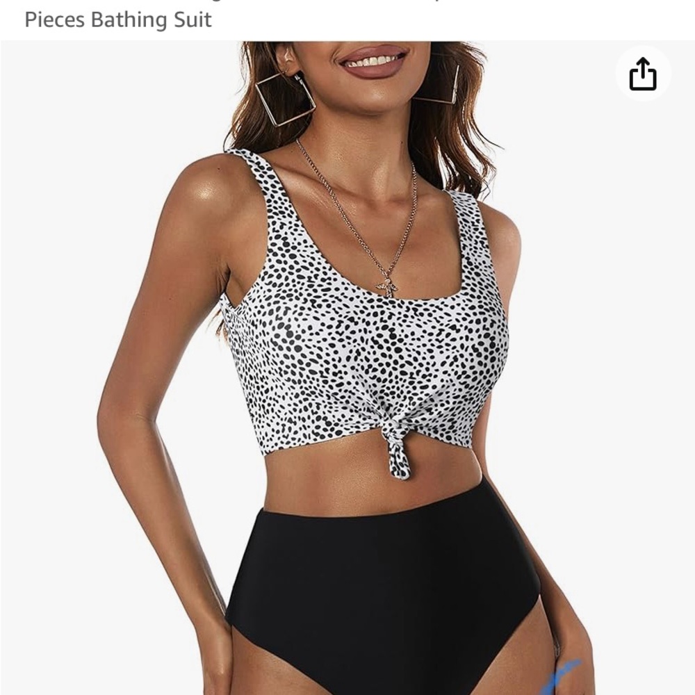 NWT Black and white swim top size medium! Built in support